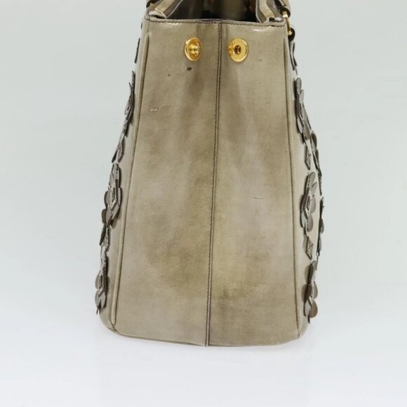 PRADA Hand Bag Enamel 2way Beige Gold Auth - Picture 4 of 16